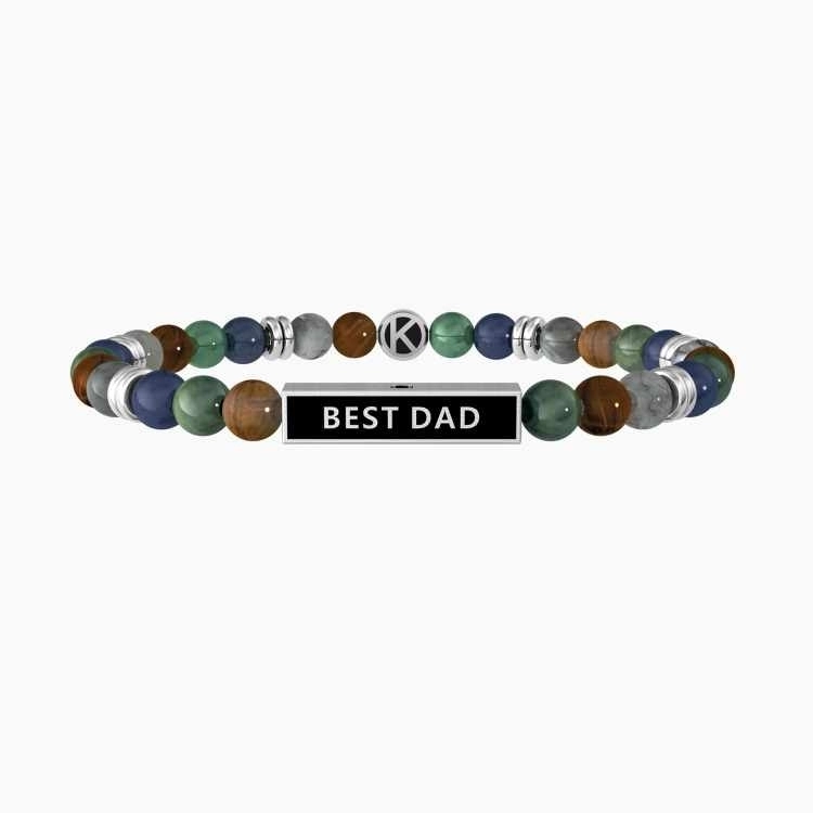 KIDULT Bracciale elastico per papà con pietre colorate  - 