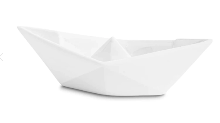 CERAMICHE CRESCENTINI Barchetta origami grande bianca