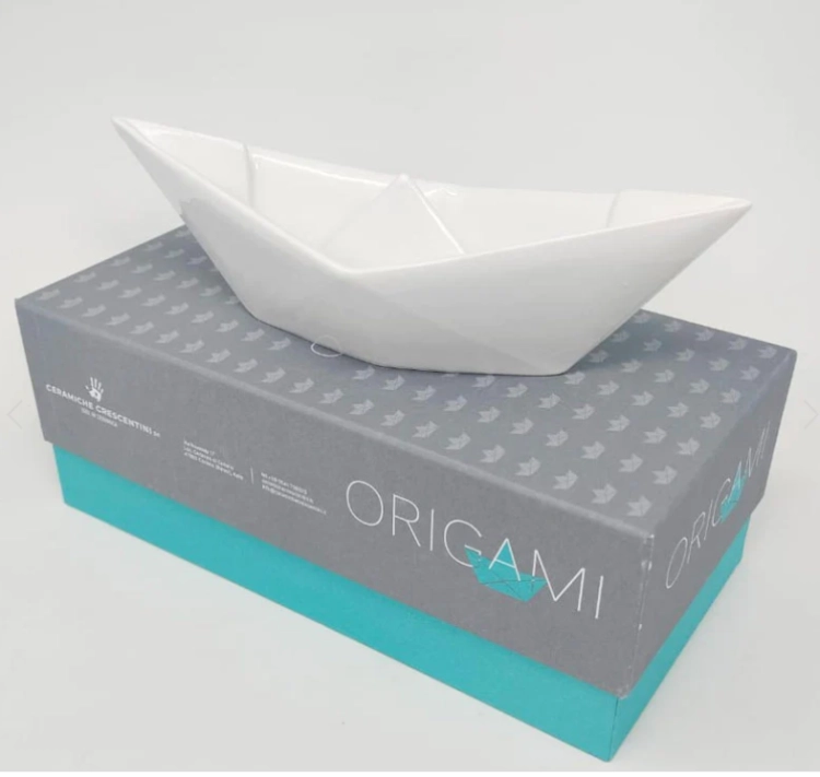 CERAMICHE CRESCENTINI Barchetta origami grande bianca - CERAMICHE CRESCENTINI 