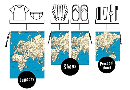 KIKKERLAND TRAVEL MAP LAUNDRY BAGS - Kikkerland