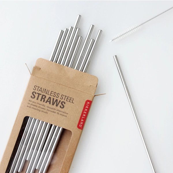 KIKKERLAND STAINLESS STEEL STRAWS - Kikkerland
