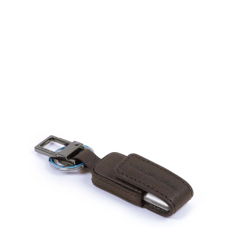 PIQUADRO Portachiavi in pelle con chiavetta USB BLACK SQUARE AC5597B3/TM