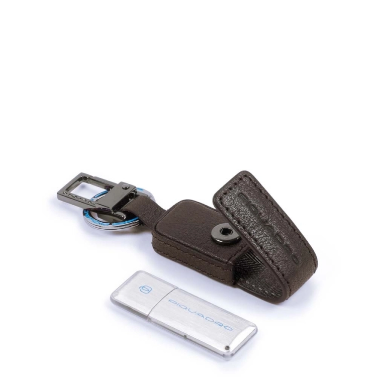 PIQUADRO Portachiavi in pelle con chiavetta USB BLACK SQUARE AC5597B3/TM - Piquadro