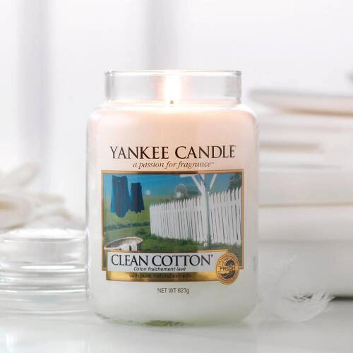 yankee candle CANDELA IN GIARA GRANDE CLEAN COTTON