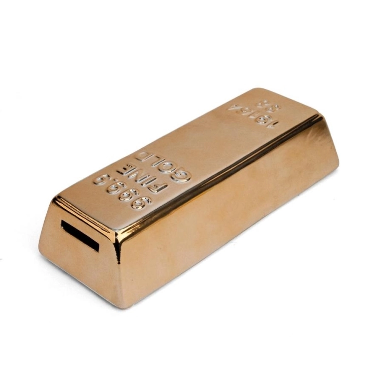 KIKKERLAND CERAMIC GOLD BAR COIN BANK - Kikkerland