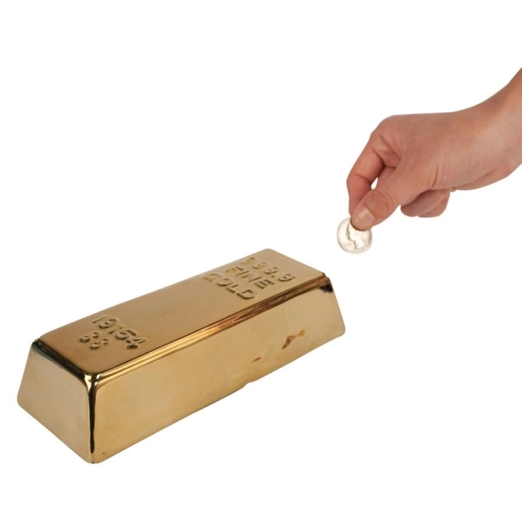 KIKKERLAND CERAMIC GOLD BAR COIN BANK