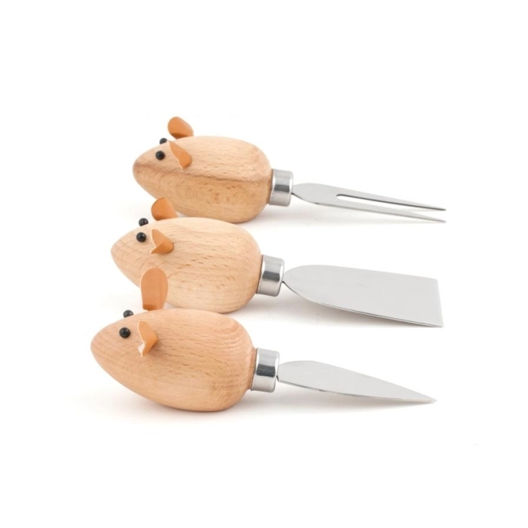 KIKKERLAND Cheese Knives Mice Set Of 3