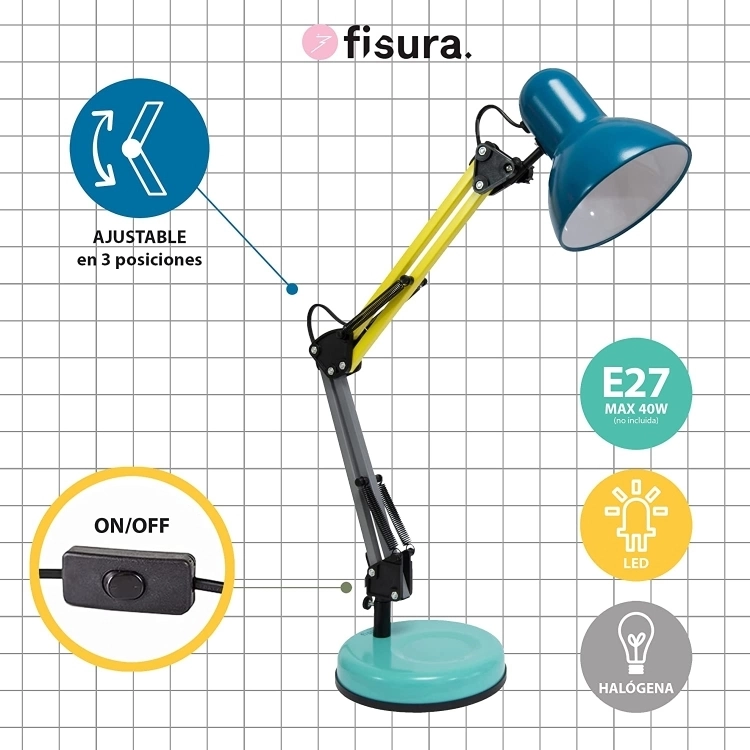 FISURA Lampada da tavolo blu Ralph