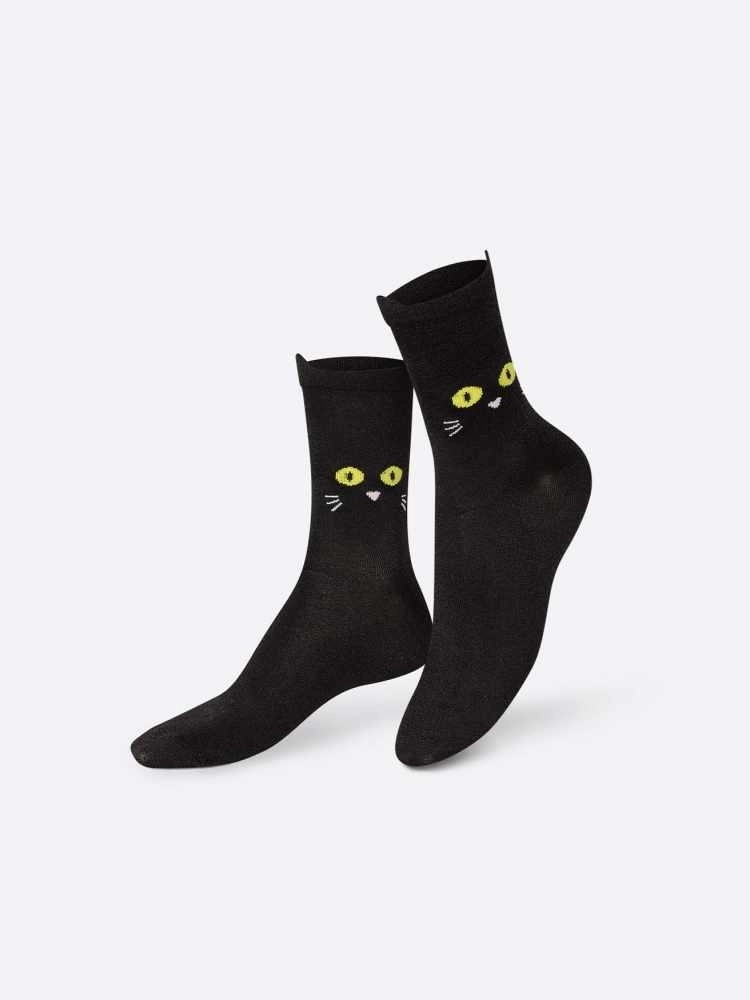 EAT MY SOCKS CAT WALK BLACK SOCKS 